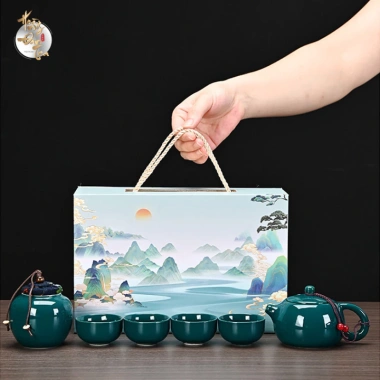 Bộ Quà Tặng Ấm Chén Men Ngọc Thuỷ Cao Cấp + 4 Chén Sang Trọng Quà Sếp Giá 244k 5