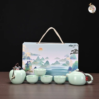 Bộ Quà Tặng Ấm Chén Men Ngọc Thuỷ Cao Cấp + 4 Chén Sang Trọng Quà Sếp Giá 244k 8