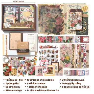 Bộ quà tặng cổ điển - Sổ tay bullet journal vintage, hộp quà letter sot137 - 145k 9