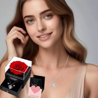Bộ Quà Tặng Hoa Hồng Nhân Tạo kèm Mặt Dây Chuyền và Bông Tai Nelace giá ưu đãi 202.730 VND 5