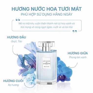 Bộ quà tặng nước hoa nữ Lanvin Les Fleurs Blue Orchid 50ml + mini 7.5ml - Giá chỉ 1.6tr 2