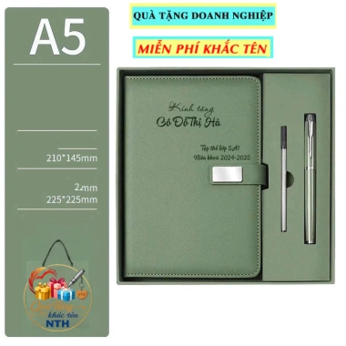 Bộ quà tặng sổ bút khắc theo yêu cầu S03 kèm túi doanh nghiệp ưu đãi 185k cho văn phòng thầy cô khách hàng