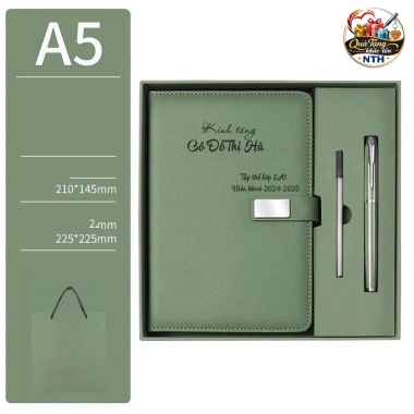 Bộ quà tặng sổ bút khắc yêu cầu kèm túi - SS03, văn phòng, tặng thầy cô, khách hàng - Giá ưu đãi 165.000 VND