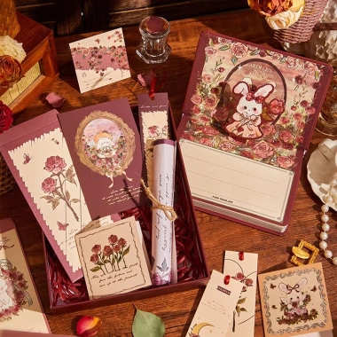 Bộ quà tặng sổ tay vintage thỏ và hoa hồng Ardeles Rose Manor giảm giá 210k