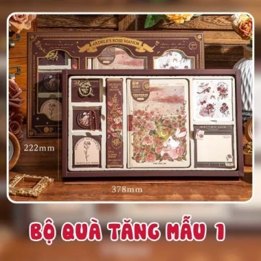 Bộ quà tặng sổ tay vintage thỏ và hoa hồng Ardeles Rose Manor giảm giá 210k