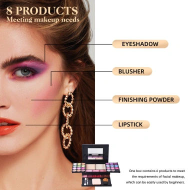 Bộ Quà Tặng Trang Điểm Chuyên Nghiệp Pallet 24 Màu Phấn Mắt + 3 Blush + 6 Son Bột + 3 Cọ Xốp - Giá Ưu Đãi 185.900 VND