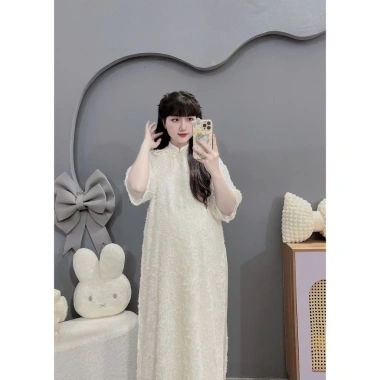 Bộ quần áo bầu tết du xuân dáng suông dài voan lông mềm mại chảnh freesize X651 4