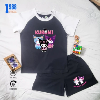 Bộ quần áo bé gái Kuromi - áo thun cotton thấm mồ hôi, set mặc nhà đa màu, giảm còn 169k