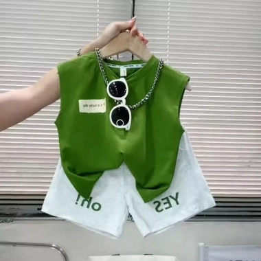 Bộ quần áo bé trai mùa hè không tay cotton nguyên chất, mỏng nhẹ, thời trang giảm 21%