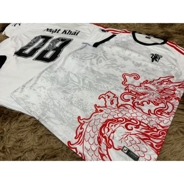 Bộ quần áo bóng đá Mu Dragon trắng - Vải thun lạnh thoáng mát, logo thêu, in tên số theo yêu cầu, chỉ 95.000₫
