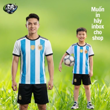Bộ quần áo bóng đá thun lạnh co giãn 4 chiều, in tên số theo yêu cầu, 10-85kg