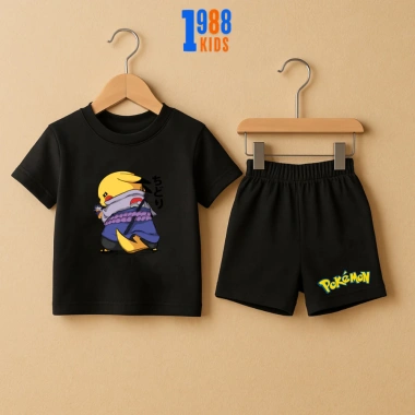 Bộ quần áo cộc bé trai Pikachu Pokemon đa màu, thun cotton 15-40kg PO02 giảm giá 169k