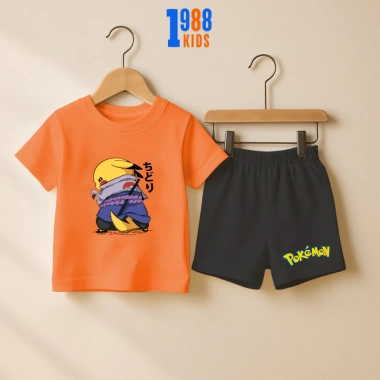 Bộ quần áo cộc bé trai Pikachu Pokemon đa màu, thun cotton 15-40kg PO02 giảm giá 169k