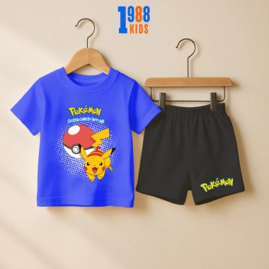 Bộ quần áo cộc bé trai Pikachu Pokemon đa màu, thun cotton 15-40kg PO02 giảm giá 169k