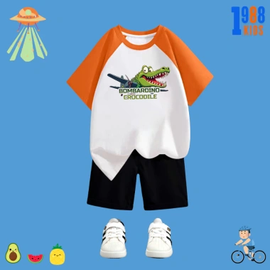 Bộ quần áo cộc cotton cho bé in hình tung tung, Italian Brainrot, Shipanzini Bananini - Giá ưu đãi 169.000₫