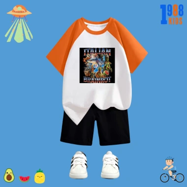 Bộ quần áo cộc cotton cho bé in hình tung tung, Italian Brainrot, Shipanzini Bananini - Giá ưu đãi 169.000₫