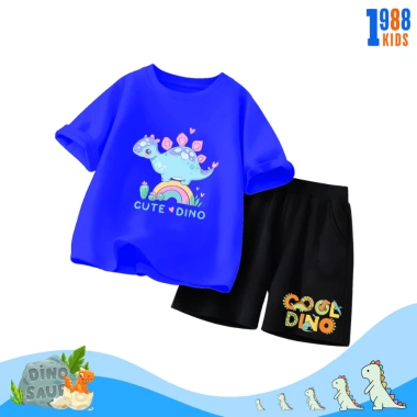 Bộ quần áo cộc tay bé trai thun khủng long vui nhộn, nhiều màu, size 15-40kg, 169k
