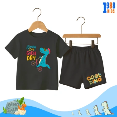 Bộ quần áo cộc tay bé trai thun khủng long vui nhộn, nhiều màu, size 15-40kg, 169k