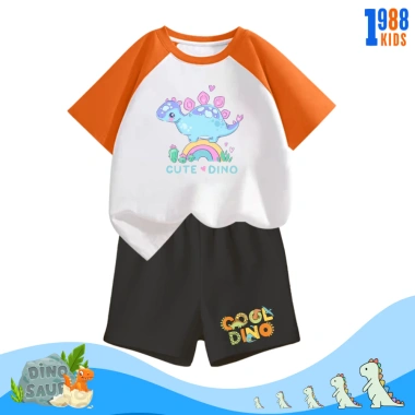 Bộ quần áo cộc tay bé trai thun khủng long vui nhộn, nhiều màu, size 15-40kg, 169k