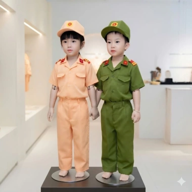 Bộ quần áo công an bé mầm non mẫu mới, mũ vải và gậy - 149.000₫ 9 Bộ quần áo công an bé mầm non mẫu mới, mũ vải và gậy - 149.000₫ 9