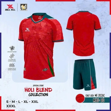 Bộ quần áo đá bóng Dullkill Holi không logo - thoáng mát, thấm hút mồ hôi, 189.000₫