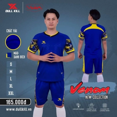 Bộ Quần Áo Đá Bóng DullKill Venom Không Logo Vải Mè Cao Cấp Không Nhăn 180k