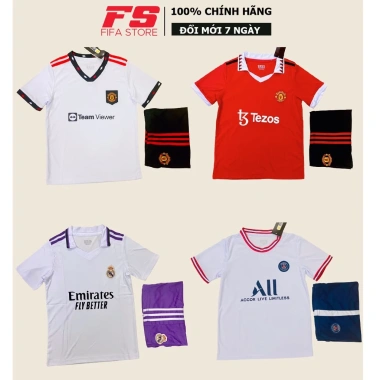 Bộ Quần Áo Đá Bóng Trẻ Em Clb – Thun cao cấp, thoáng mát, thấm hút mồ hôi, chống khuẩn – 125k