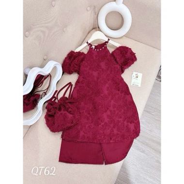 Bộ quần áo dài cách tân đỏ CS736 N662 cho bé gái lễ Tết, sang trọng, giá ưu đãi 135.000 VND 10