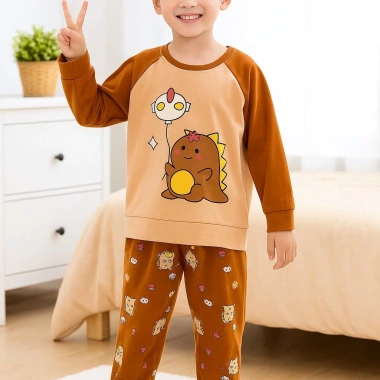 Bộ quần áo dài tay bé trai thu đông 9-24kg, khủng long dễ thương, cotton mềm, 220.500₫