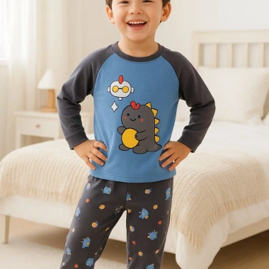 Bộ quần áo dài tay bé trai thu đông 9-24kg, khủng long dễ thương, cotton mềm, 220.500₫ 5