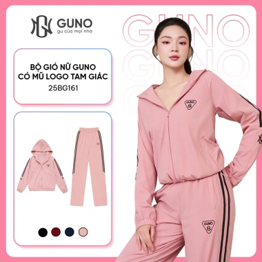 Bộ quần áo gió nữ GUNO 2 lớp lót HABUTAI có mũ logo tam giác sọc SP5 25BG161 - Giá 640k