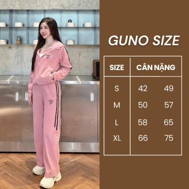 Bộ quần áo gió nữ GUNO 2 lớp lót HABUTAI có mũ logo tam giác sọc SP5 25BG161 - Giá 640k