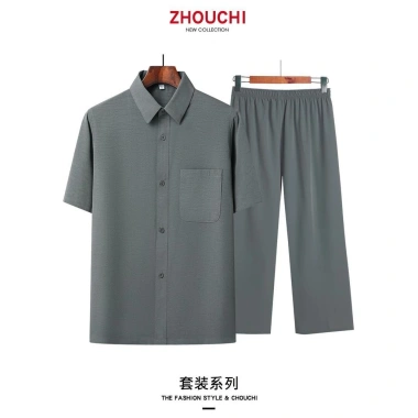 Bộ quần áo hai mảnh trung niên mùa hè - Áo sơ mi tay ngắn, quần mỏng nhẹ, giá 186.869 VND 9