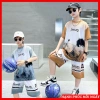 Bộ quần áo hè bé trai 18-50kg – Áo phông + quần đùi mẫu LA, size 6-16 tuổi, giảm còn 89.000đ
