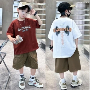 Bộ quần áo hè bé trai 6-16 tuổi size 18-50kg, set thể thao áo phông và quần đùi KKB - Giá ưu đãi 95.000đ 2