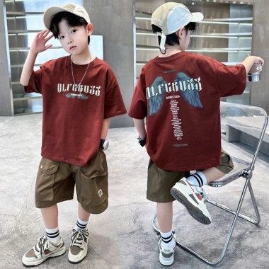 Bộ quần áo hè bé trai 6-16 tuổi size 18-50kg, set thể thao áo phông và quần đùi KKB - Giá ưu đãi 95.000đ 10