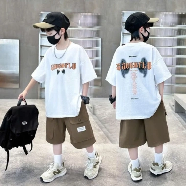 Bộ quần áo hè bé trai 6-16 tuổi size 18-50kg, set thể thao áo phông và quần đùi KKB - Giá ưu đãi 95.000đ 11