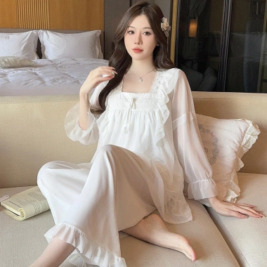 Bộ Quần Áo Mặc Nhà Dài Tay Cổ Vuông Đệm Ngực - QCCC A15 Giá 311.600đ
