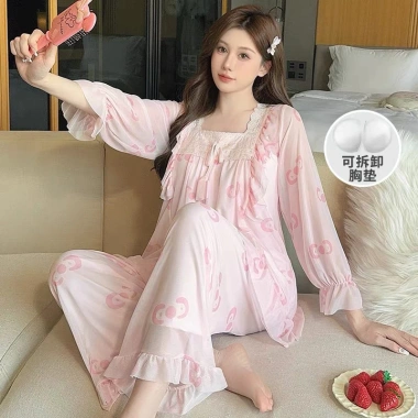 Bộ Quần Áo Mặc Nhà Dài Tay Cổ Vuông Đệm Ngực - QCCC A15 Giá 311.600đ