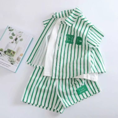 Bộ quần áo mùa hè bé trai - Áo sơ mi sọc ngắn tay và Quần short cotton nguyên chất, sành điệu - Giá ưu đãi 217.958₫ 9