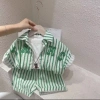 Bộ quần áo mùa hè bé trai - Áo sơ mi sọc ngắn tay và Quần short cotton nguyên chất, sành điệu - Giá ưu đãi 217.958₫ 10