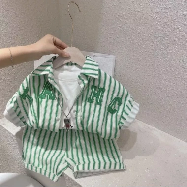 Bộ quần áo mùa hè bé trai - Áo sơ mi sọc ngắn tay và Quần short cotton nguyên chất, sành điệu - Giá ưu đãi 217.958₫ 10