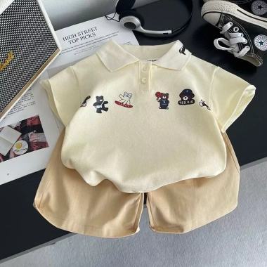 Bộ Quần Áo Mùa Hè Bé Trai Áo Sơ Mi và Quần Short Polo Thời Trang 2 Bộ Đồ Trẻ Em