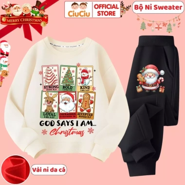 Bộ Quần Áo Nỉ Giáng Sinh cho Bé Trai và Bé Gái - CIUCIU KID, Vải Nỉ Cá Dãn, ấm áp 2