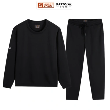 Bộ quần áo nỉ nam trơn S2 SPORT thu đông thêu hình nổi, jogger cạp chun - 415.000đ
