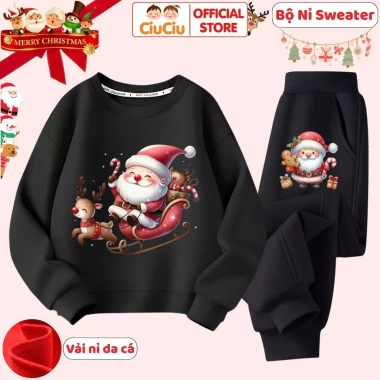 Bộ Quần Áo Nỉ Ông Già Noel Cưỡi Tuần Lộc Bé Trai và Bé Gái CIUCIU Ấm Giữ Nhiệt 296k 8 Bộ Quần Áo Nỉ Ông Già Noel Cưỡi Tuần Lộc Bé Trai và Bé Gái CIUCIU Ấm Giữ Nhiệt 296k 8