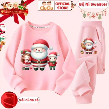 Bộ Quần Áo Nỉ Ông Già Noel Giáng Sinh CIUCIU KID Set Thu Đông - Da Cá Mềm, Giữ Nhiệt, 296.000 VND 7