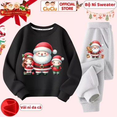 Bộ Quần Áo Nỉ Ông Già Noel Giáng Sinh CIUCIU KID Set Thu Đông - Da Cá Mềm, Giữ Nhiệt, 296.000 VND 8