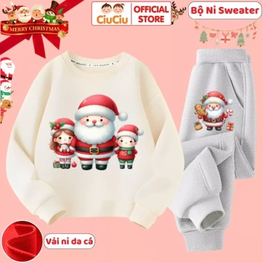 Bộ Quần Áo Nỉ Ông Già Noel Giáng Sinh CIUCIU KID Set Thu Đông - Da Cá Mềm, Giữ Nhiệt, 296.000 VND 10