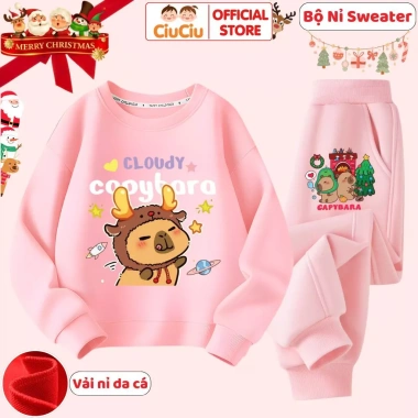 Bộ Quần Áo Nỉ Swe Sweater Dài Tay Capybara Noel Thu Đông CIUCIU KID Vải Nỉ Da Cá Mềm Ấm cho Bé Trai và Bé Gái 5 Bộ Quần Áo Nỉ Swe Sweater Dài Tay Capybara Noel Thu Đông CIUCIU KID Vải Nỉ Da Cá Mềm Ấm cho Bé Trai và Bé Gái 5